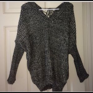 Black and grey knit sweater