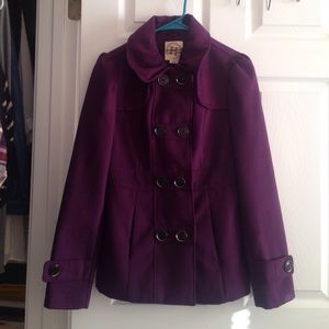 Deep purple pea coat