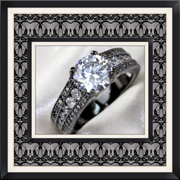 NEW 10K Black Gold Filled CZ Wedding Ring Sz 6 - Picture 2 of 4