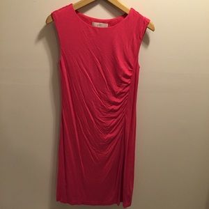 LOFT Pink Knit Dress with asymmetrical rouching