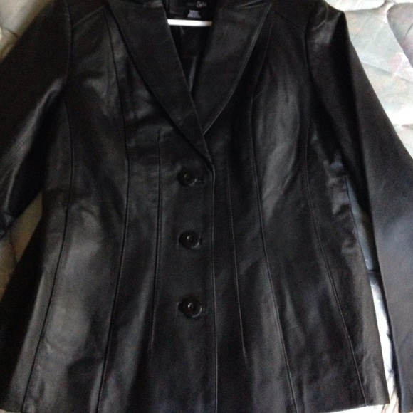 Women's black leather jacket