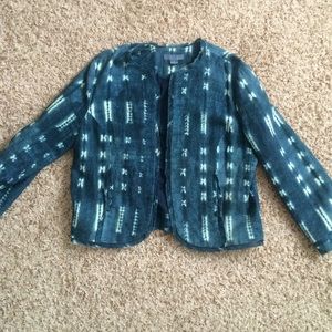 Printed Denim Blazer