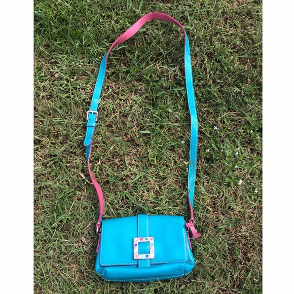 Vintage Dooney & Bourke teal and pink purse