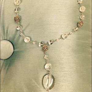 Cute silver necklace with acrylic bauble accents