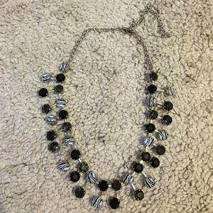 Black/Zebra Print Jeweled Necklace