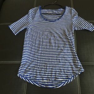 Blue and white, quarter sleeve tee!