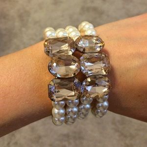 Jeweled Pearl Bracelet