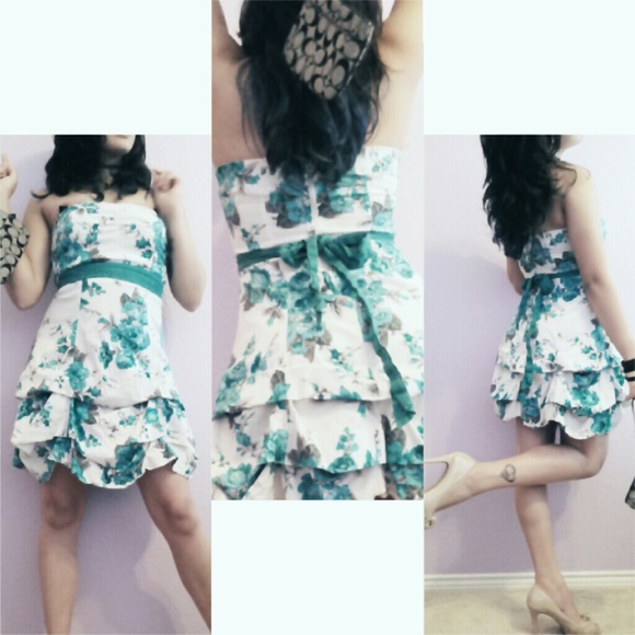 Floral aqua blue dress