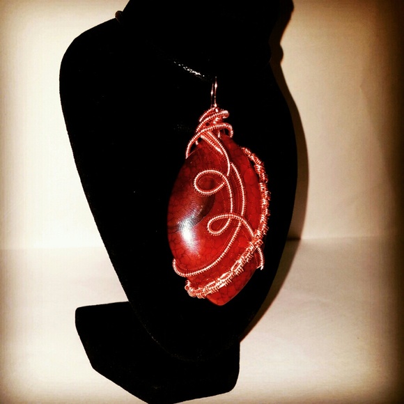 Dragon vein agate wire wrap necklace