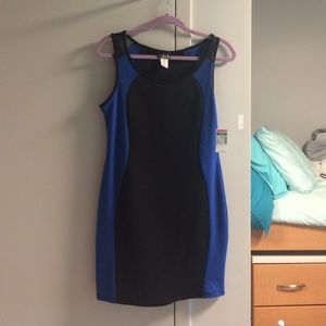 Black and blue body con dress