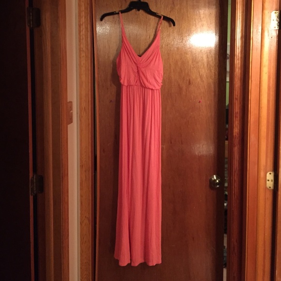 Salmon colored maxi dress