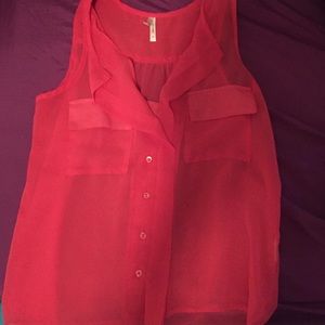 Pinky red colored button up tank