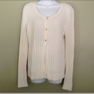 Ivory long-sleeved cardigan - Talbots