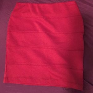 Red, tight mini skirt
