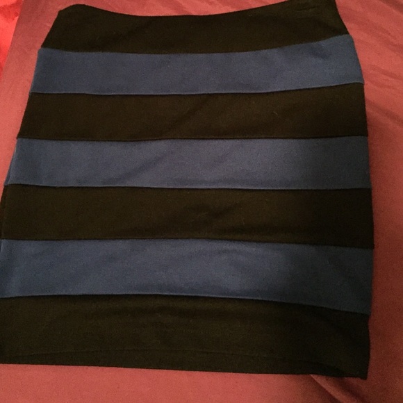 Black and blue tight mini skirt