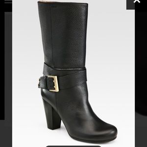 Chloe black leather mid calf boots