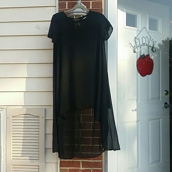 Black sheer high/low dress