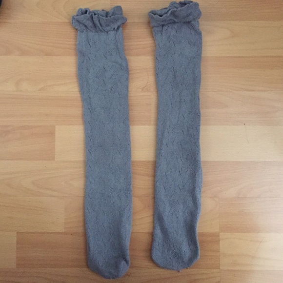 Gray thigh high socks