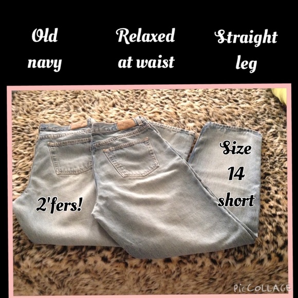 Old navy light wash relaxed at waist jeans 2 pair!