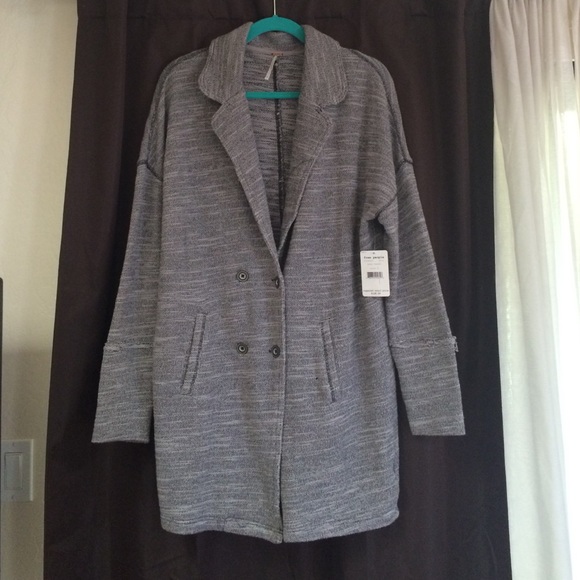 Oversized Free People double breasted grey jacket
