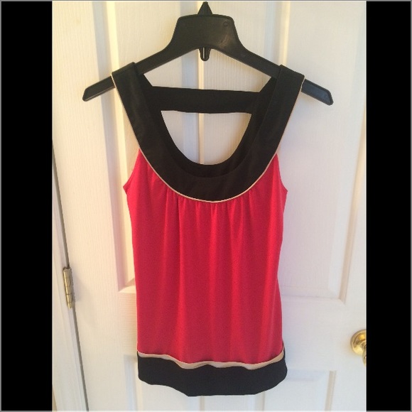 Red Black & Gold Scoop Neck Top