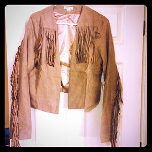 Taupe fringe blazer