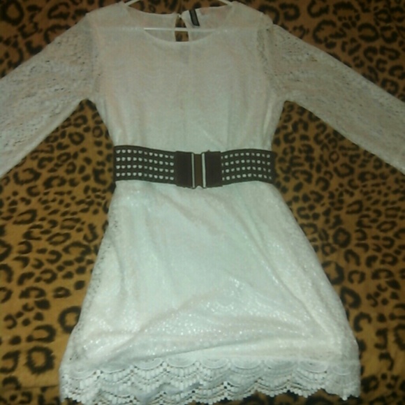 Long sleeve white lace dress