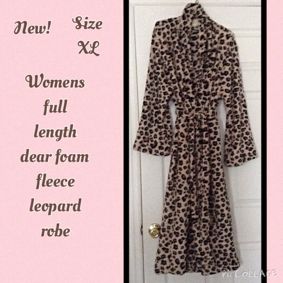 Dearfoams leopard fleece full length robe NEW