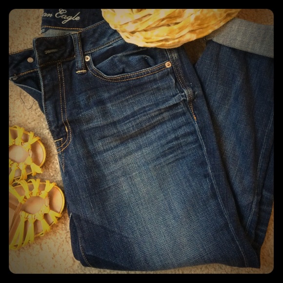 AE boyfriend slouchy jean capris