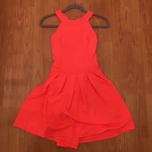 Beautiful bright pink high neckline dress with bow