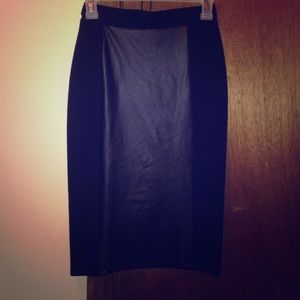 Black Pencil skirt with Leather Panel.