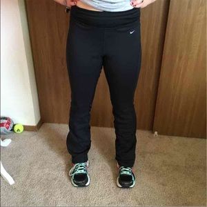 Black nike flare yoga pants with zippers