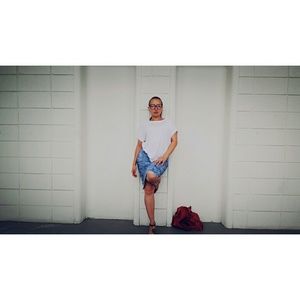 High Waisted Fitted Stretch Jean Skirt