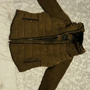 Zara Olive Colored Puffer Jacket