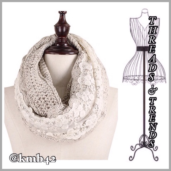 Threads & Trends Accessories - Ivory & Lace Infinity Scarf