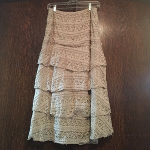 Cute Tan Whimsical Lace Skirt