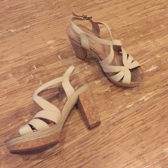 chunky cream colored strappy  heel by Nurture.