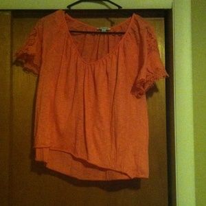 Gorgeous salmon colored too with lace sleeves