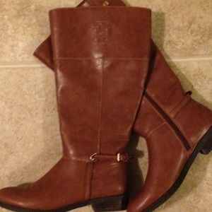 Tommy Hilfiger cognac wide calf boots