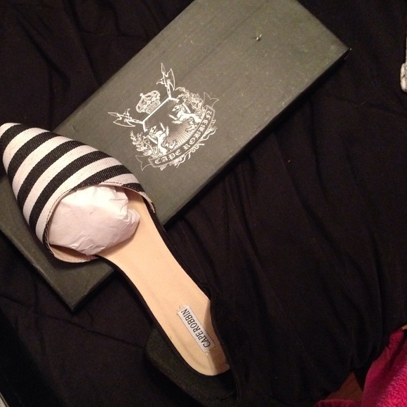 Black $ white striped flats