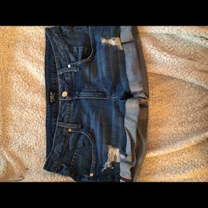 Bebe Distressed jean shorts