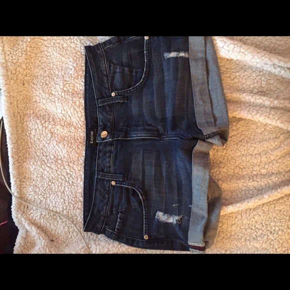 Bebe distressed jean shorts