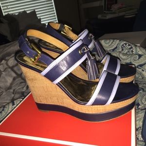 Coach 7M Navy/Chambray "Guileietta" Wedges