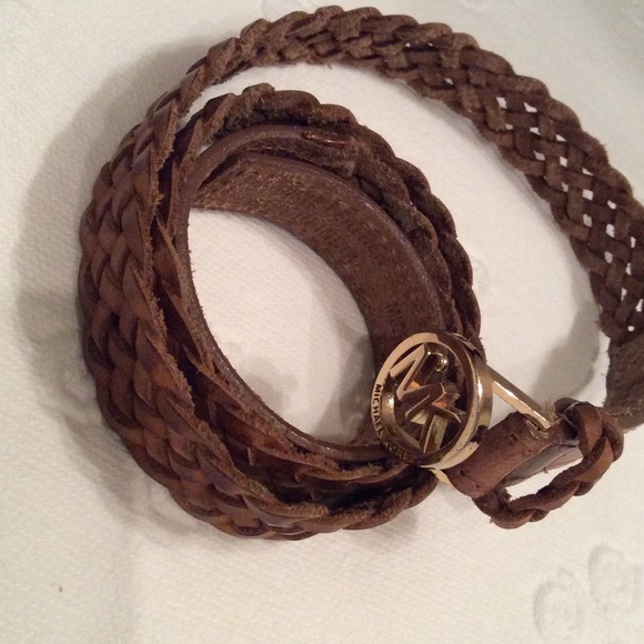 Brown Leather Woven Michael Kors Belt