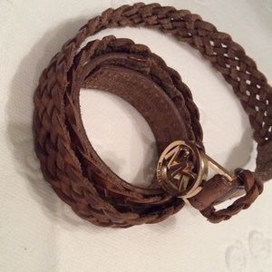 Brown Leather Woven Michael Kors Belt