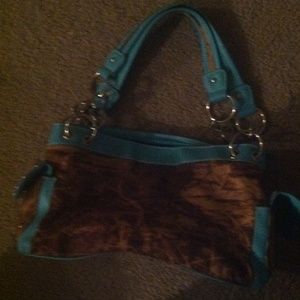 Camo and teal purse