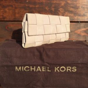 Michael Kors woven leather clutch