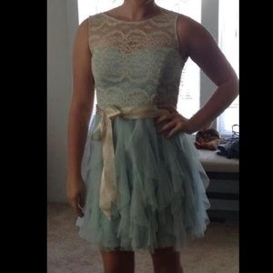 Lace Blue and tan short dress