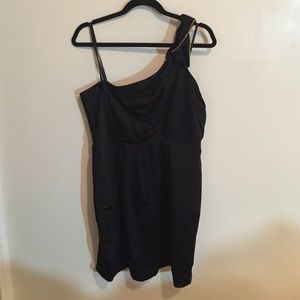 NWT BCBG black one shoulder dress, size 12
