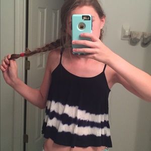 Love culture navy and white "dip dye"'crop top